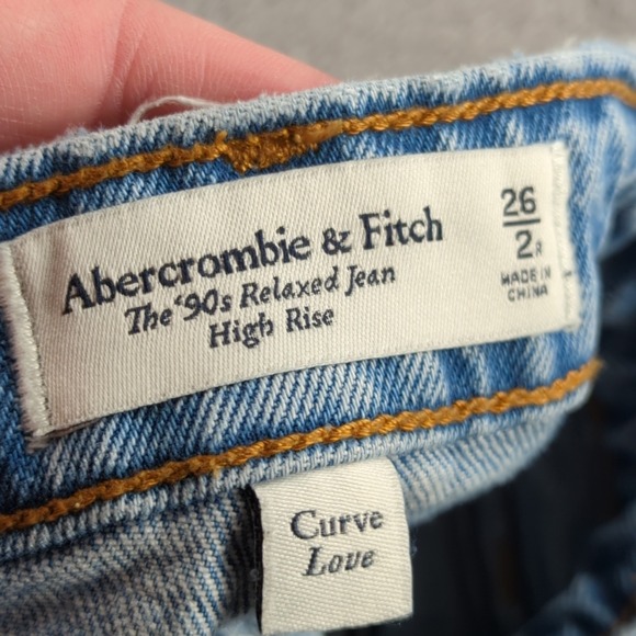 Abercrombie & Fitch 90s Relaxed Jeans Womens 26x30 Blue Light Wash High Rise - Picture 4 of 12